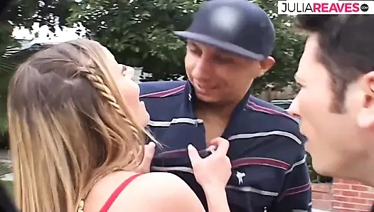 Horny slut gets mouth filled with cum after a hot gangbang