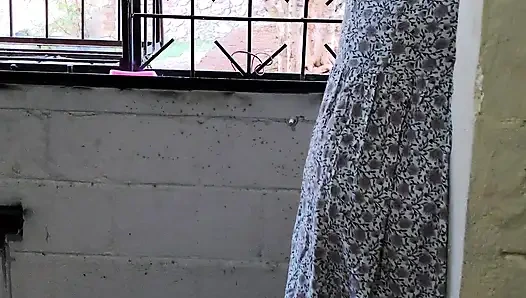 Granny gets hot while doing laundry