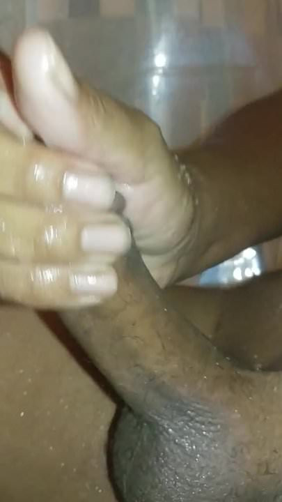 Stroking dick in shower