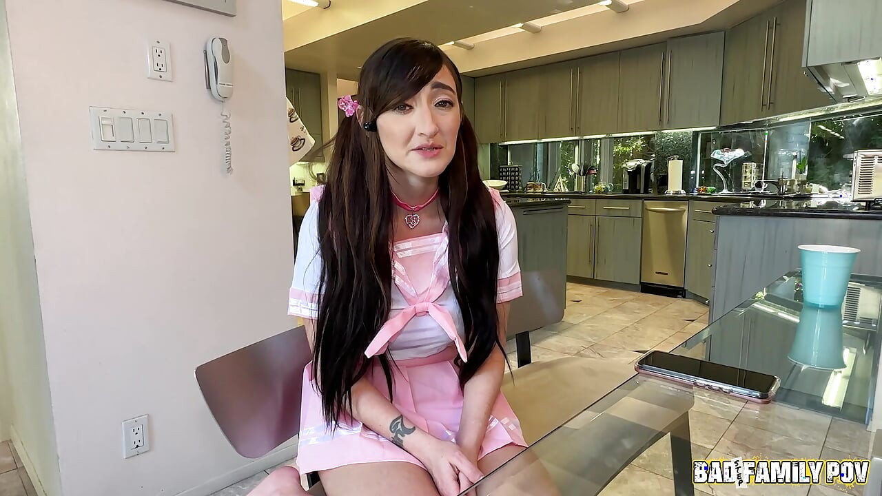 BadFamilyPOV - stepdaughter Tifa Quinn greets her stepdad with a naughty surprise