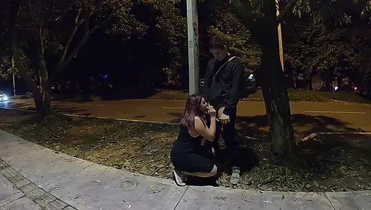 Зрелая сосет мой член в парке