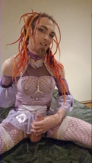 Shemale Futa Maid in lace wanking her big cock preview video