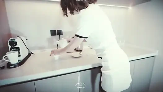 In the Company Tea Room, Female Colleague Mia Seduces Us Like This Every Day