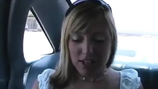Hot Blonde Sucks Cop's Cock In The Back Seat