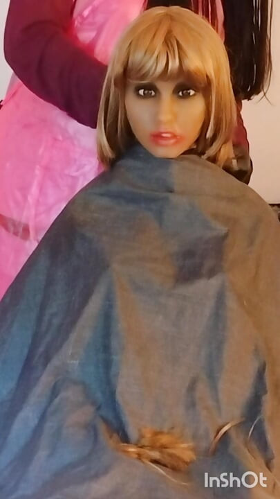 Julia ebony sex doll slave blonde bobcut