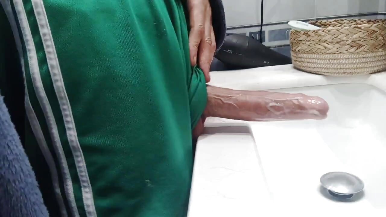 Big Fat Cock in Cream and Gently Massaging the Foreskin and Glans