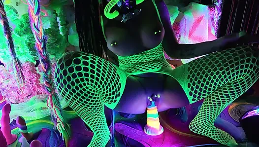 Neon solo fuck - topeng gas nafas berat saat aku menyetubuhi diriku sendiri di lampu neon seluruhnya
