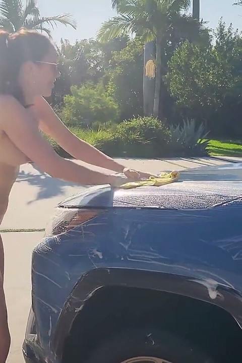 Naked Carwash with Hot Brunette MILF Amiee Cambridge