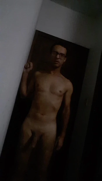 Amateur slim man masturbating in the dark