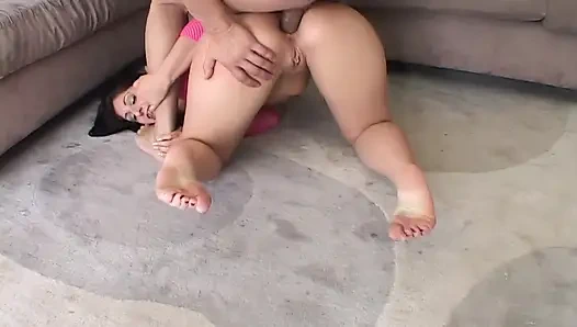 Sexy babe gets ass thrusted after sucking the monster cock