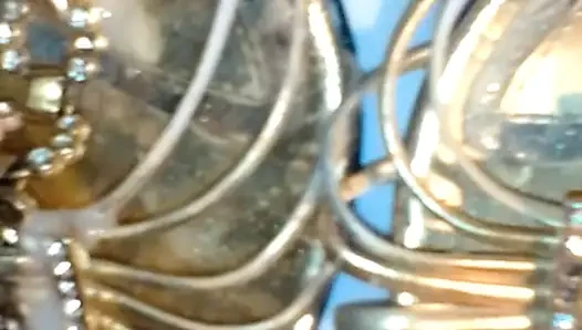 Deliciosa cogida fiesta  sandalias doradas shoejob cumshot