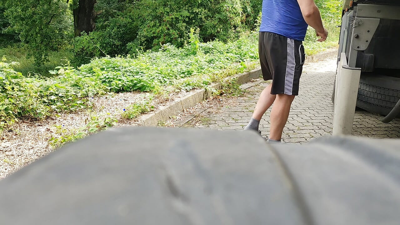 Gay Peter masturbating outdoors