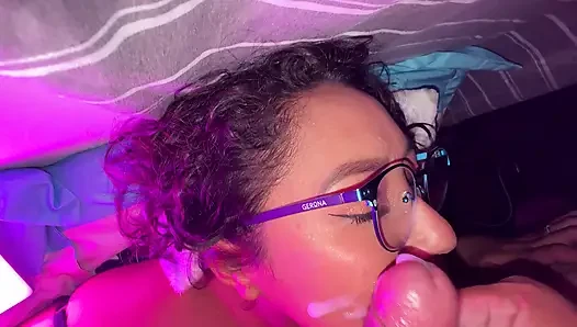 He sucks my small cock and I leave his mouth and face full of milk