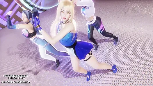 MMD KPop Demon Hunters - HUNTRX - Golden Ahri Akali Kaisa Sexy Kpop Dance League of Legends Hentai Uncensored 4K 60FPS