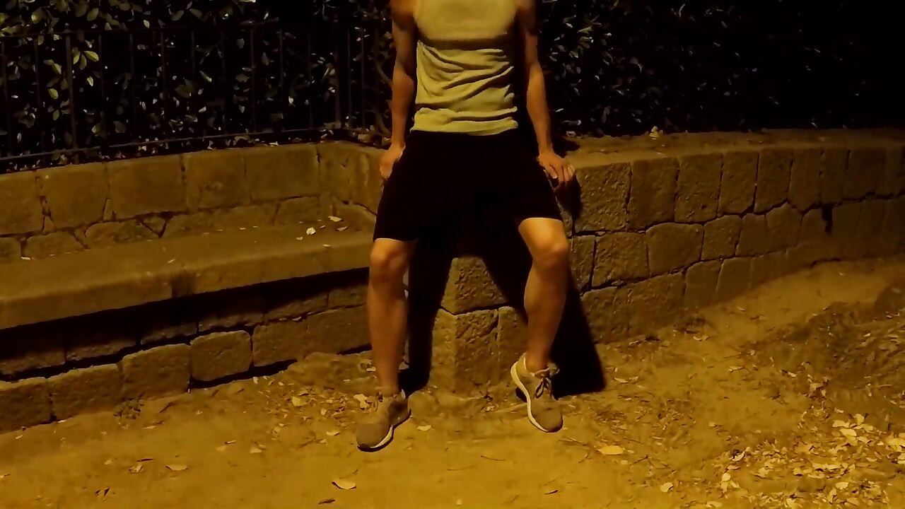 Crusing in a Public Park at Night - Getting Naked