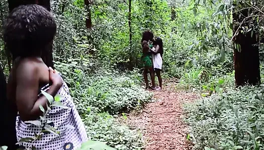 Sexy Big Ass Ebony Lesbians Drill Their Pussies With Big Double Dildo