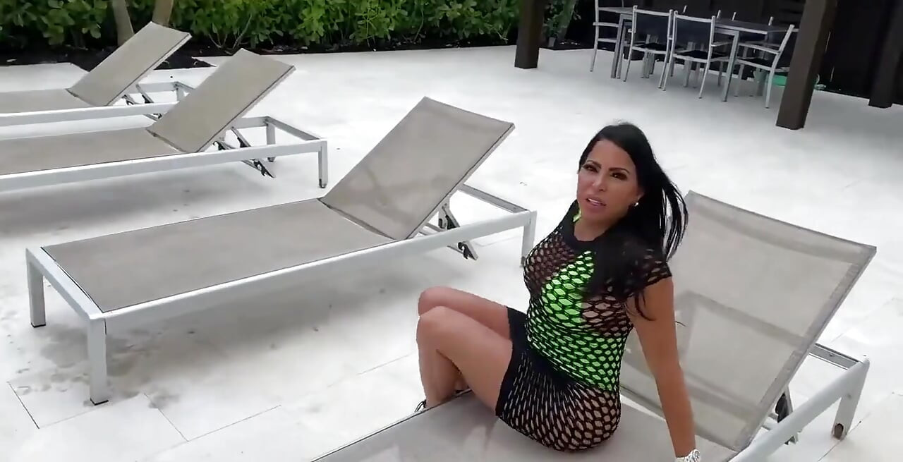 Sexy Latina MILF Julianna Vega Is Looking Fine as Fuck Outside by the Pool, This Crazy Latina Comes on to Me