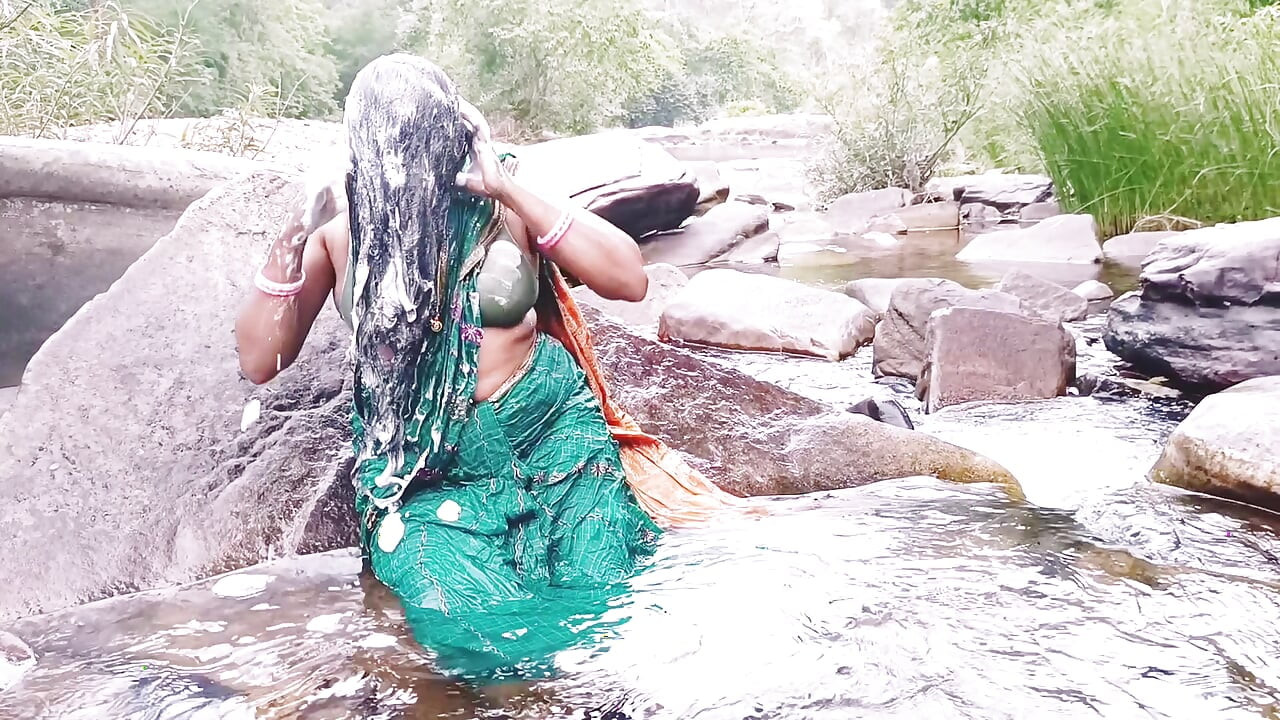 Silk Stepaunty Outdoor Bath Sex in Waterfall Telugu Dirty Talks.