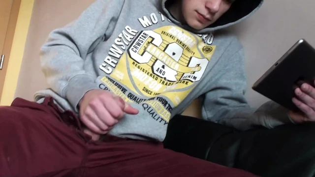 Cute teen gets his horny cock on with a sex toy and squirts hard