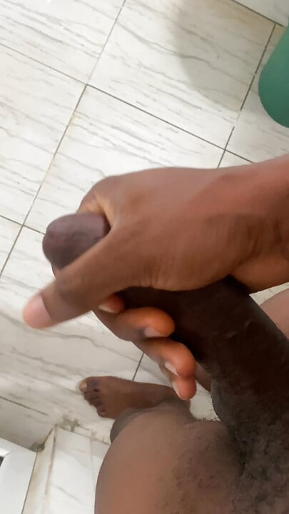 POV male solo masturbating a curved penis