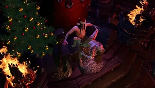 Sexy weihnachtself hat anal mit schwanz des weihnachtsmanns