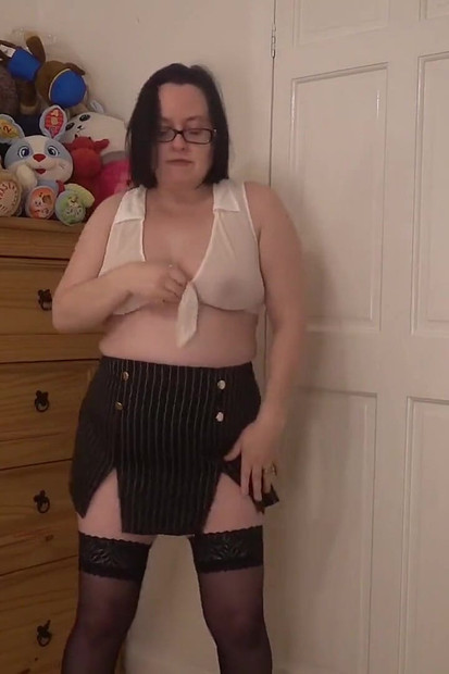 Secretary in Miniskirt Striptease