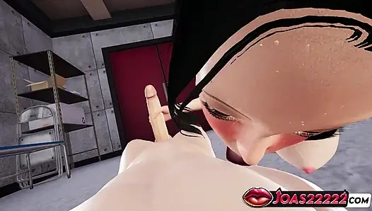 Eun-hye'in ateşli kadın egemenliği animasyonu yüze oturma hakimiyeti, oral seks ve ayakla muamele fetişi boşalma