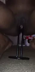 Squirting Ebony Fucks A Towel Rack
