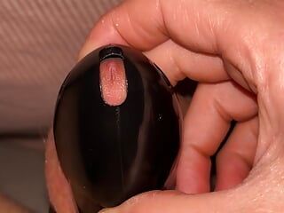 6 minutes playing with chastity cage without cumming