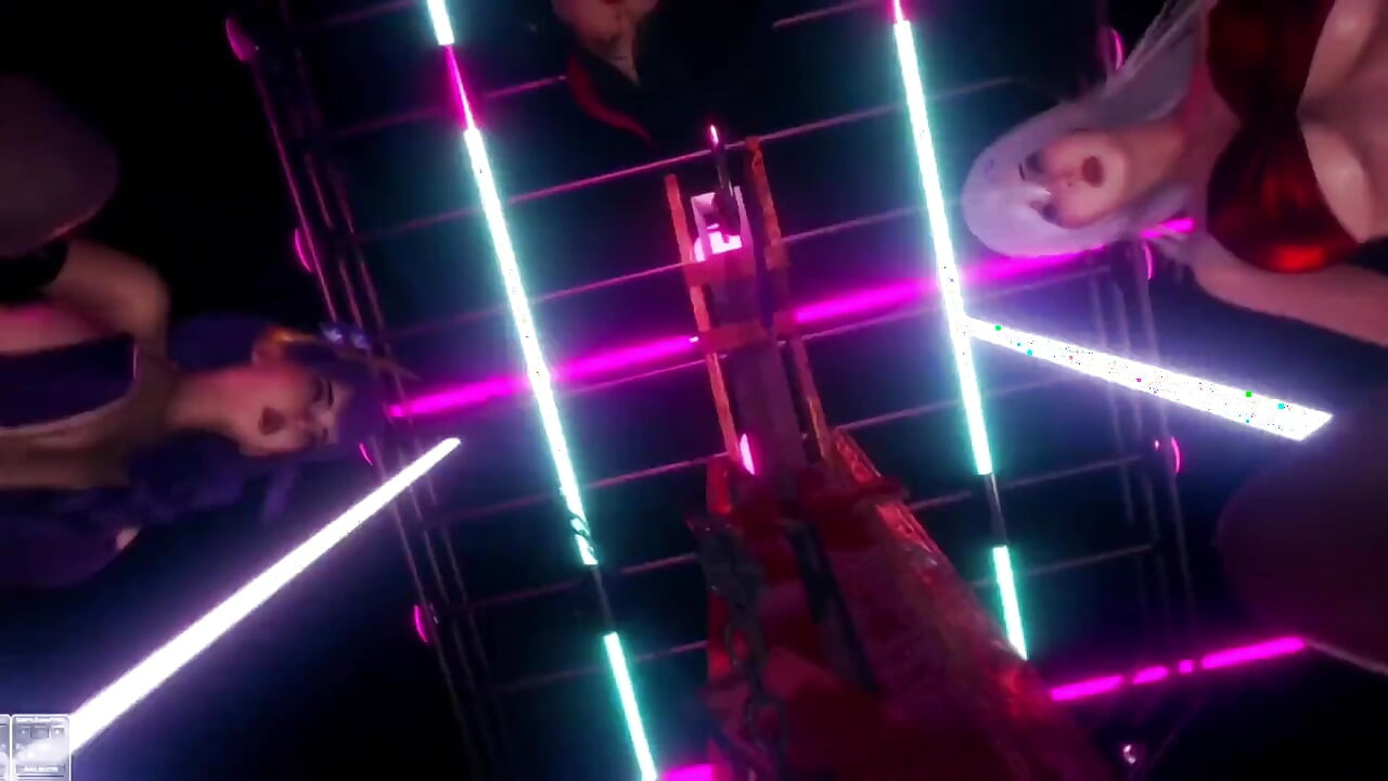 B023 三人の女性が人間の奴隷を鞭打つ視点