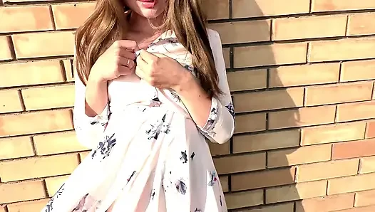 Stranger Passionately Fucks and Sucks a Big Cock on the Roof of a House, Cum in Her Panties
