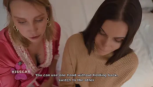 Hot MILF Teaches Shy Petite Babe to Suck and Ride Her Lucky Young Stud
