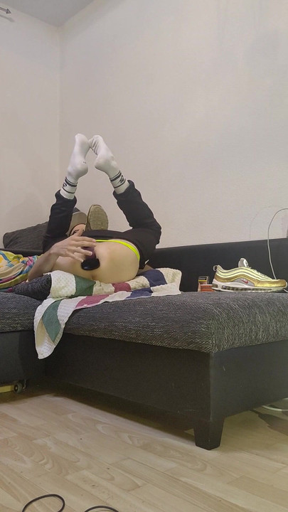 "(GER) 냄새 나는 AirMax97의 스포티한 후장, 양말과 운동화가 뻗어 매우 깊게 훈련된" 화려한 순간