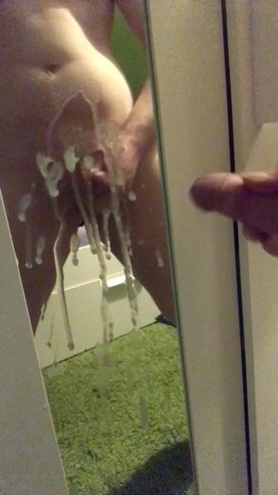 Twink cumming A LOT in the mirror