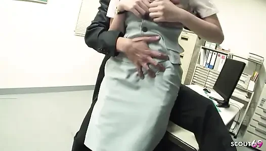 Boss Secretly Fucks Hot Japanese Teen Secretary Ruri Shinohara in Her Hairy Uncensored Pussy