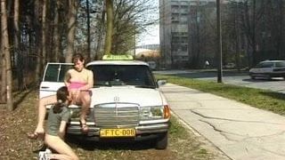 Un taxi baise dans une rue publique