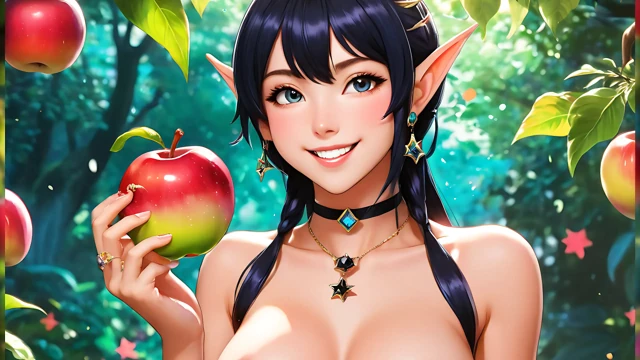 Cartoon Nude Adult Woman Eating Star Fruit - Ai Artistic Slideshow
