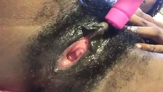 Bushy pussy squirting