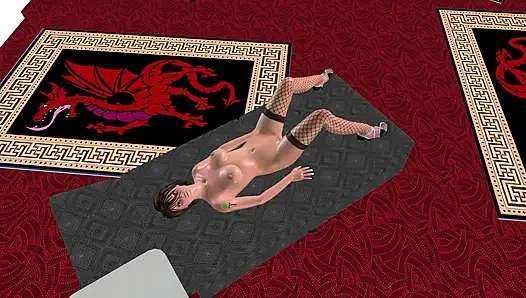 Animasyonlu 3 boyutlu çizgi film pornosu - güzel kız yatakta muz ve anal tıkaçla mastürbasyon yapıyor çoklu orgazm