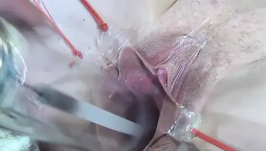 10 Weit Gespreizte Muschi Nahaufnahme Fickt Mit Lampe 1000 Watt