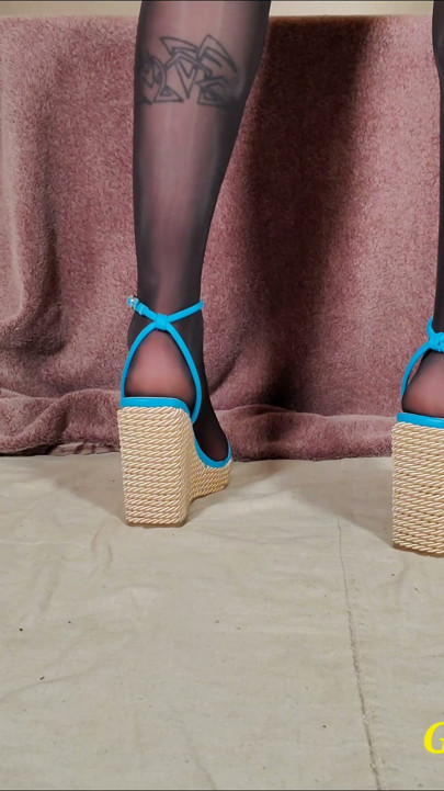 Femboy Pantyhose Feet in New High heels | Clip 1