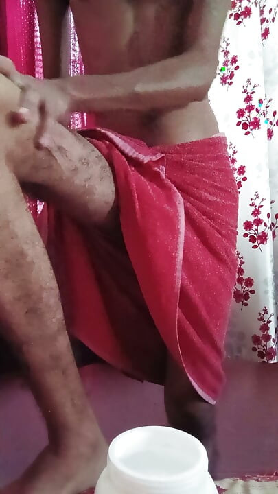 After a quick shower, a body massage