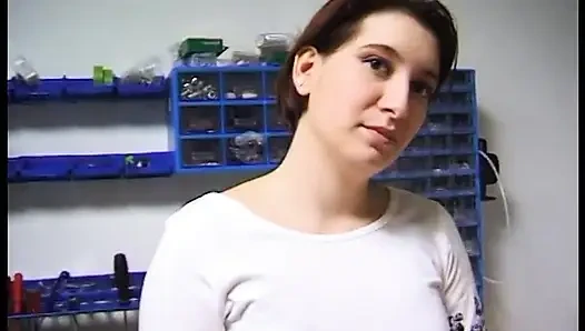 Amateur brunette slut banged in pov action