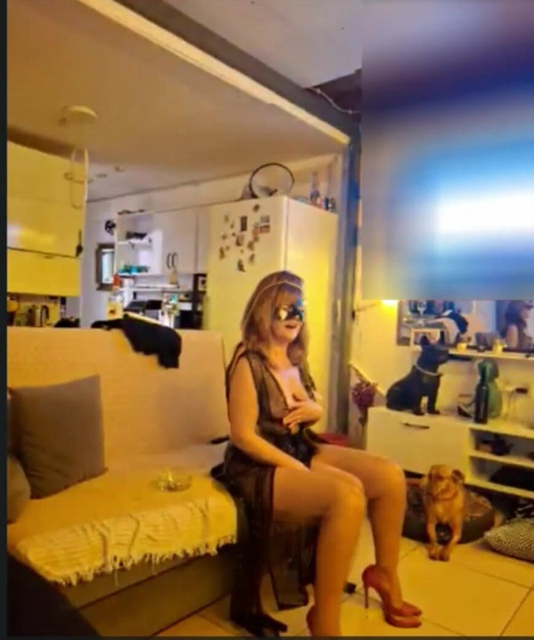 Masked Amuse Gueulle in a sheer dress teases with a dildo Part IV