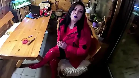 Cigar Blowjob & Ripped Pantyhose Pussy Massage & Cum on My Downjacket
