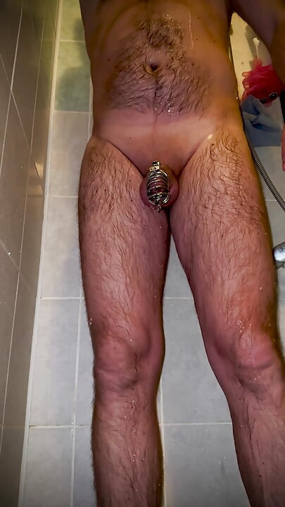 I'm Taking a Shower with a Chastity Belt on My Penis!