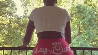 Big Booty Ebony shows off her ThiCk fil A shorts