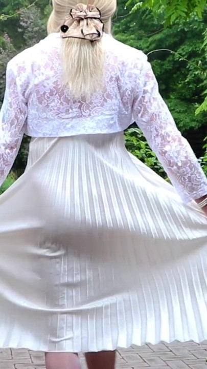 Epic moment from "Severe Caned In A Pleated Satin Gown"