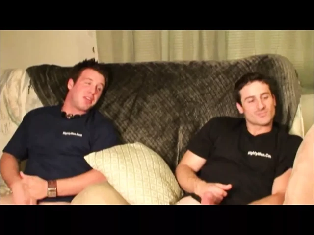 Guy cums twice with his mates