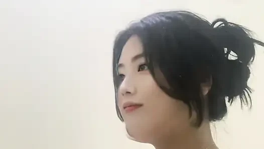 young stepmother is so horny that she squeezes her own breasts